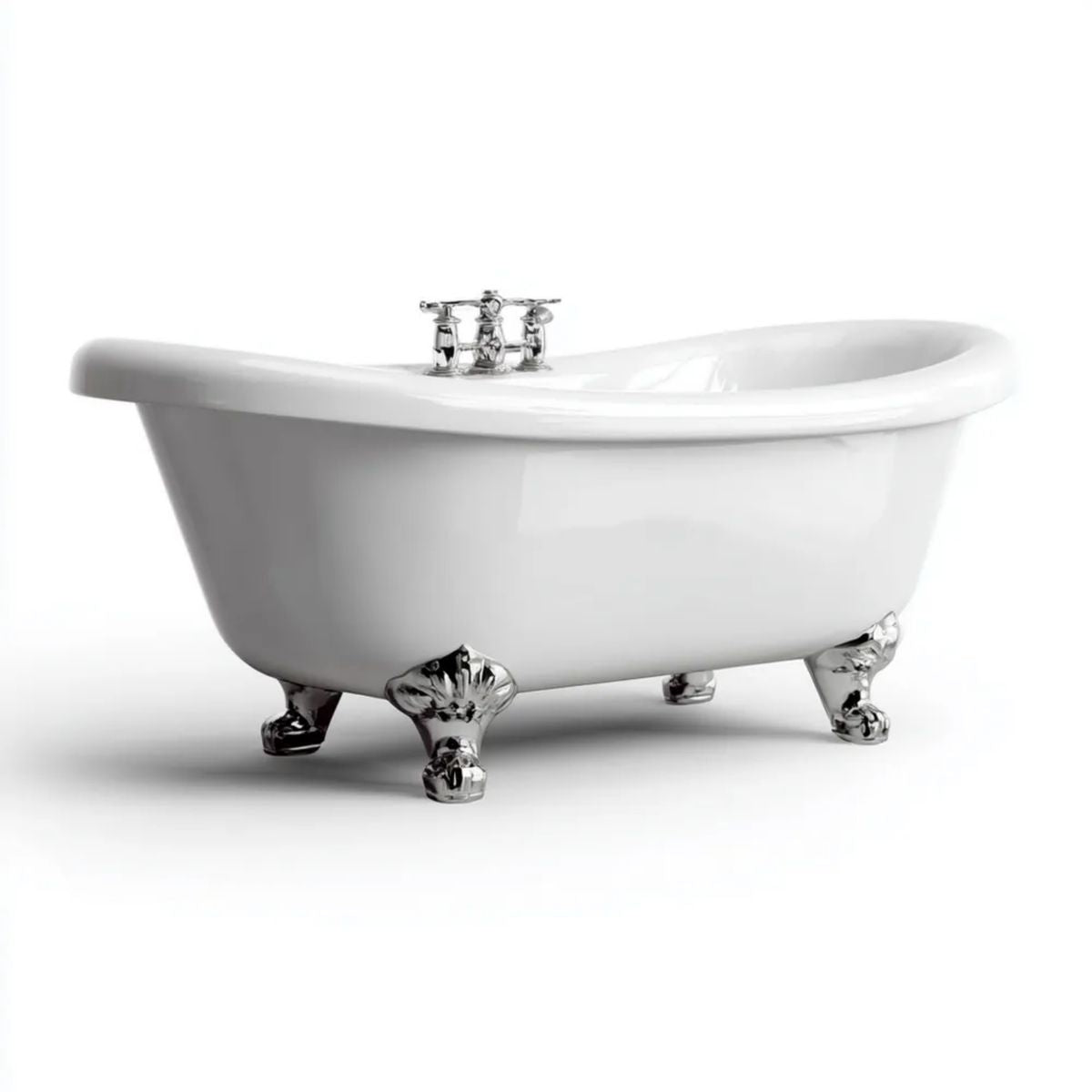 Wanna wolnostojąca biała z akrylu 170 x 75 x 75 cm owalna na chromowanych nóżkach