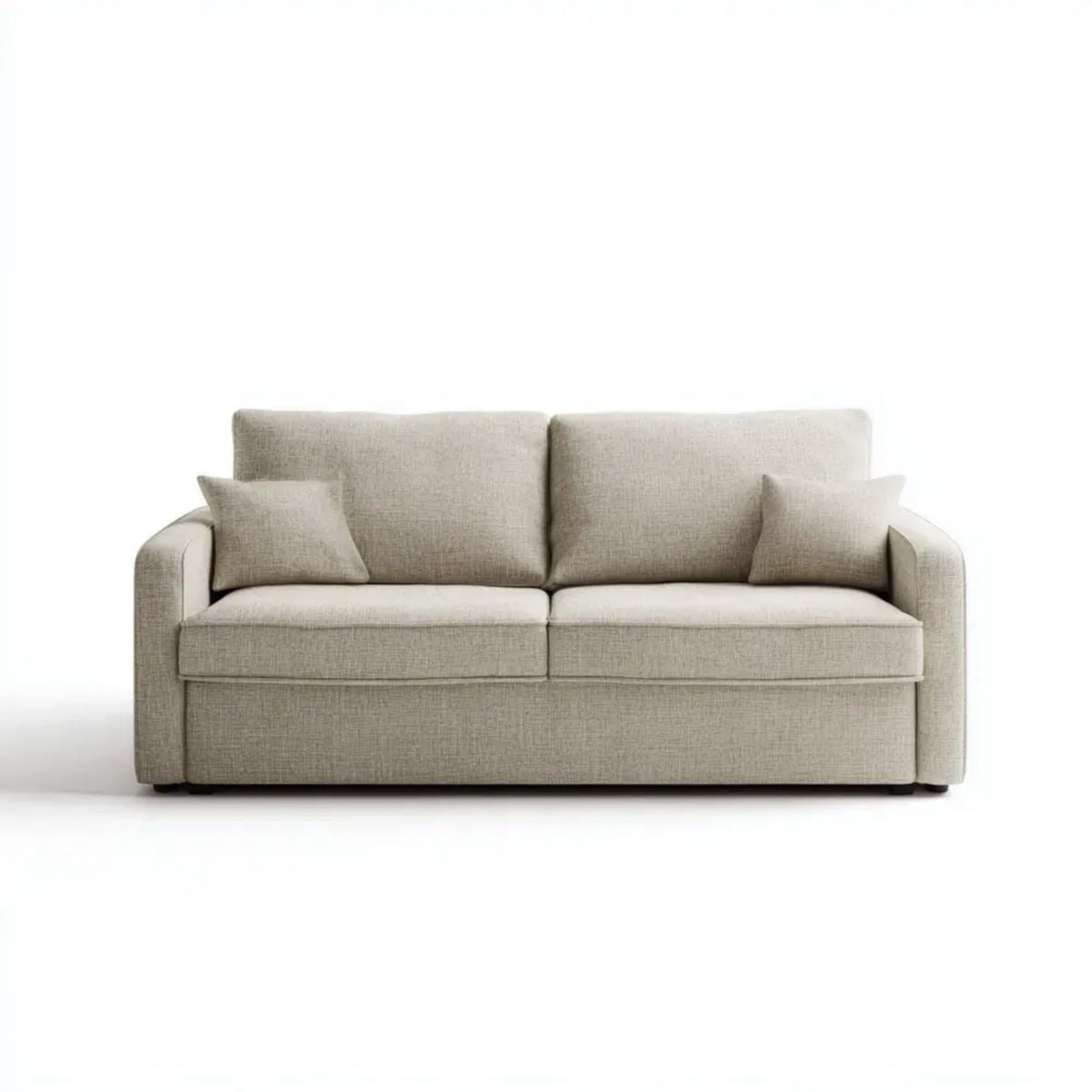 Beżowa sofa dwuosobowa z tkaniny poliestrowej 180 × 85 × 85 cm