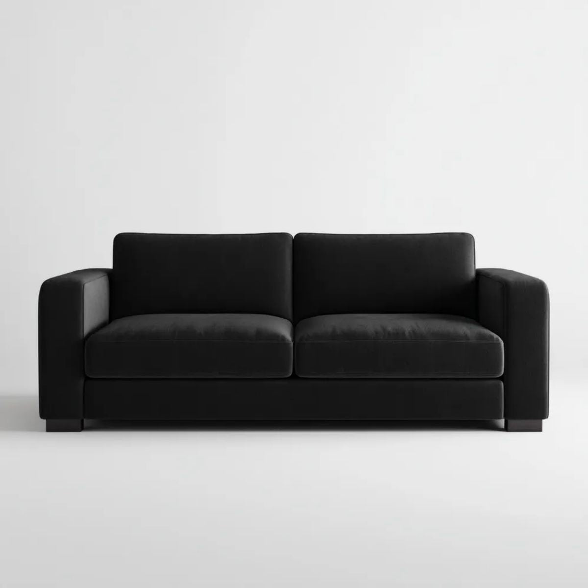 Czarna sofa dwuosobowa z ekoskóry 170 × 85 × 82 cm