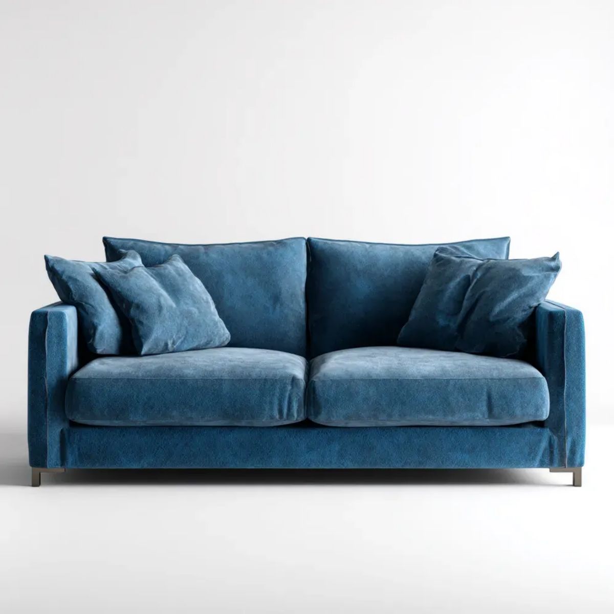 Dwuosobowa sofa z aksamitu poliestrowego, granatowa, 180 x 90 x 85 cm