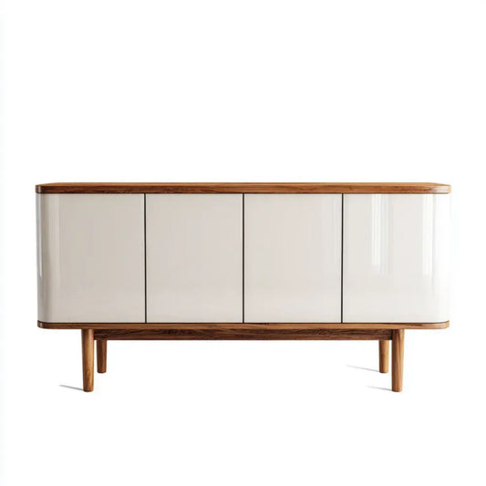 Prostokątna komoda drewniana z MDF biało-brązowa, 180 × 45 × 85 cm