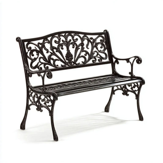 Dwuosobowa ławka ogrodowa z żeliwa czarna 127 x 59 x 87 cm