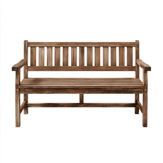 Brązowa drewniana ławka ogrodowa 3-osobowa 150 × 60 × 90 cm