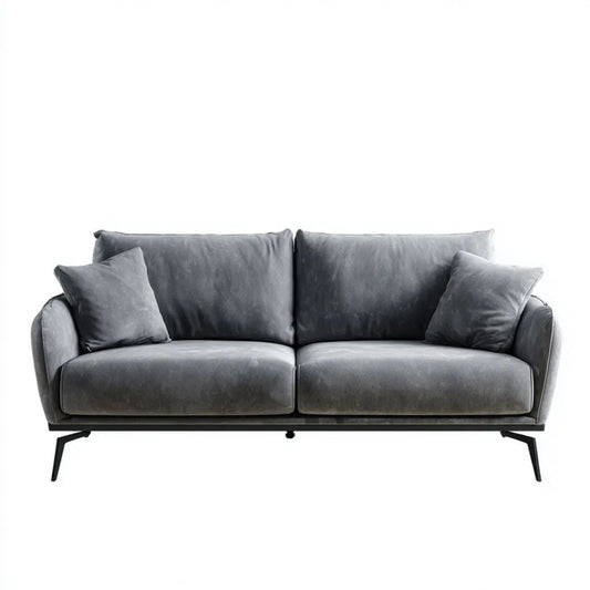 Sofa 2-osobowa szara z aksamitną tapicerką, 170 × 85 × 85 cm