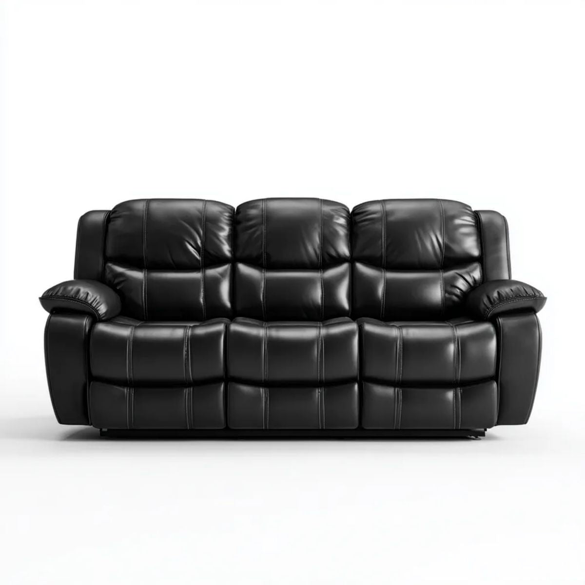 Czarna 3-osobowa sofa ze skóry syntetycznej 210 x 95 x 100 cm