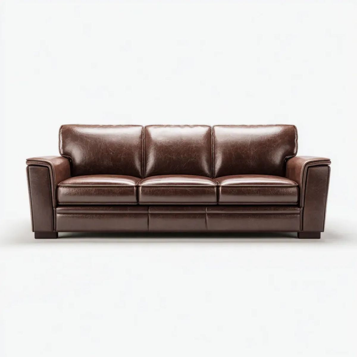 Trzyosobowa sofa ze skóry syntetycznej PU, ciemnobrązowa, 220 × 90 × 88 cm