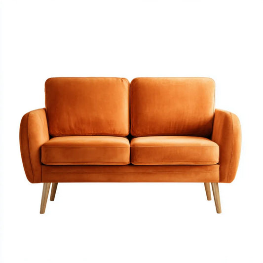 Dwuosobowa sofa z aksamitu, pomarańczowa, 132 x 78 x 84 cm