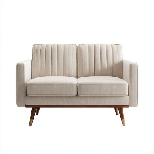 Dwuosobowa sofa z poliestru beżowa 140 × 80 × 85 cm