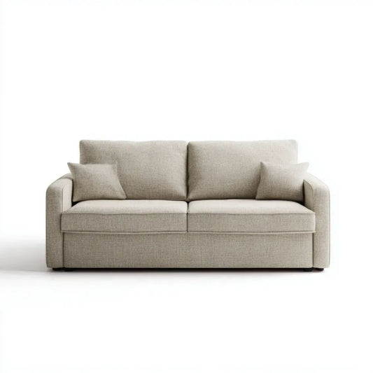 Beżowa sofa dwuosobowa z tkaniny poliestrowej 180 × 85 × 85 cm