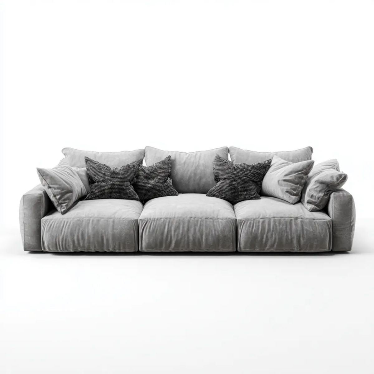 Trzyosobowa sofa aksamitna szara 240 x 100 x 85 cm