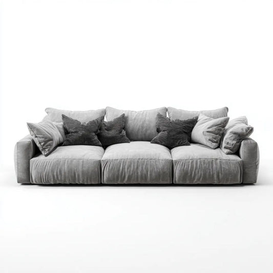 Trzyosobowa sofa aksamitna szara 240 x 100 x 85 cm