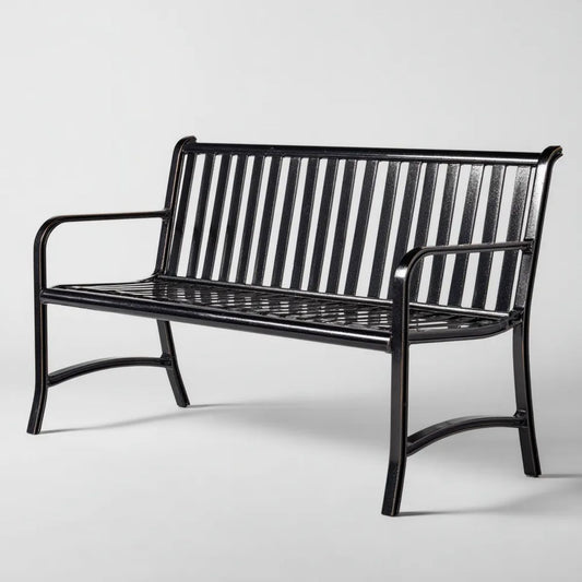 2-osobowa ławka ogrodowa ze stali, czarna, 127 × 62 × 86 cm