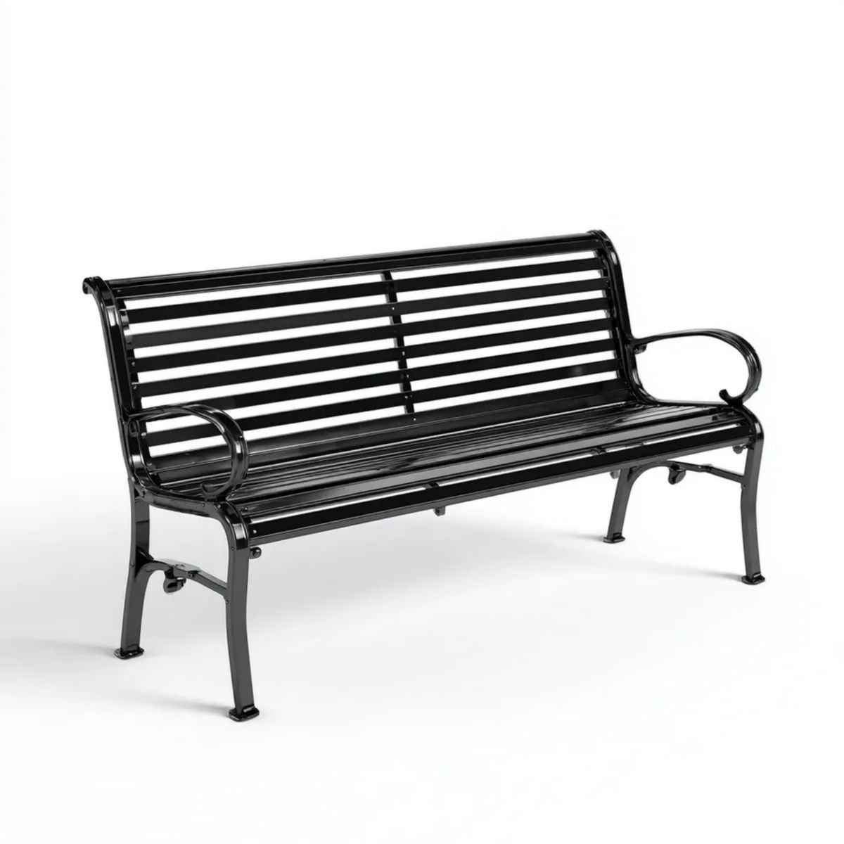 3-osobowa stalowa ławka ogrodowa 180 x 63 x 85 cm czarna