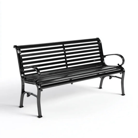 3-osobowa stalowa ławka ogrodowa 180 x 63 x 85 cm czarna