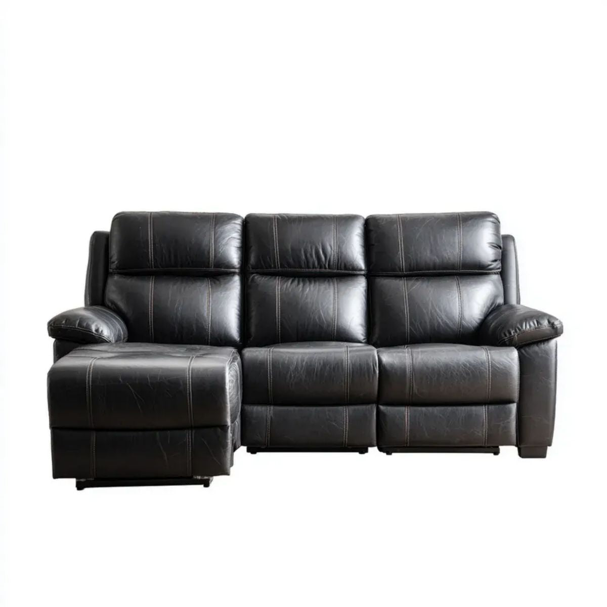 3-osobowa sofa z manualnym rozkładaniem, czarna skóra syntetyczna PU, 210 × 95 × 102 cm