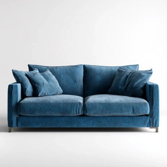 Dwuosobowa sofa z aksamitu poliestrowego, granatowa, 180 x 90 x 85 cm