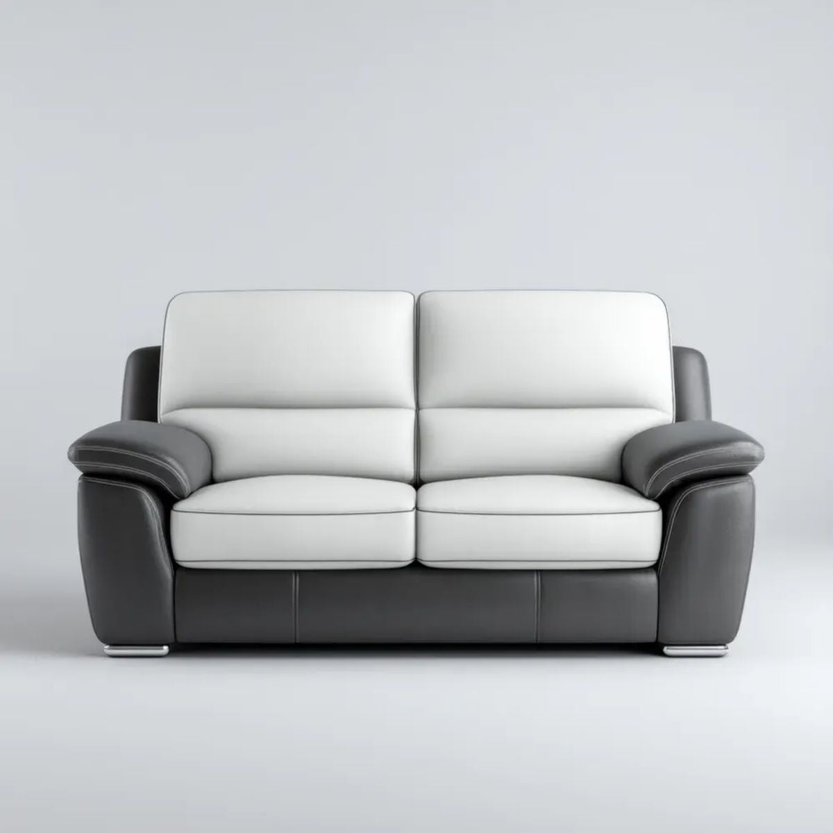 Sofa dwuosobowa biało-czarna z tapicerką PU, 190 × 90 × 92 cm