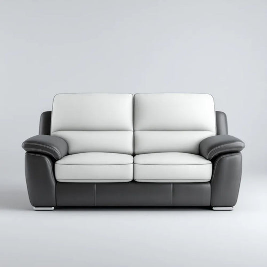 Sofa dwuosobowa biało-czarna z tapicerką PU, 190 × 90 × 92 cm