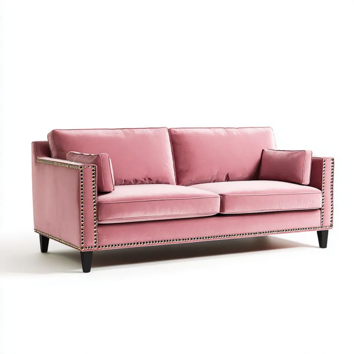 Trzyosobowa sofa różowa z tapicerką poliestrową 210 × 88 × 85 cm