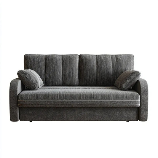 Dwuosobowa sofa rozkładana ciemnoszara z tapicerką poliestrową, 160 × 90 × 85 cm, powierzchnia spania 160 × 200 cm